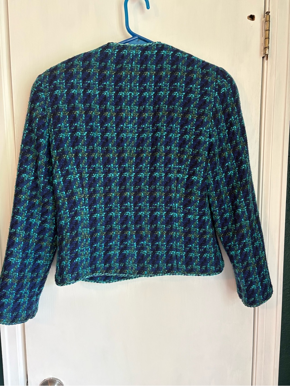 Vintage Ann Taylor Teal and Navy Tweed Button Jacket - Picture 3 of 6